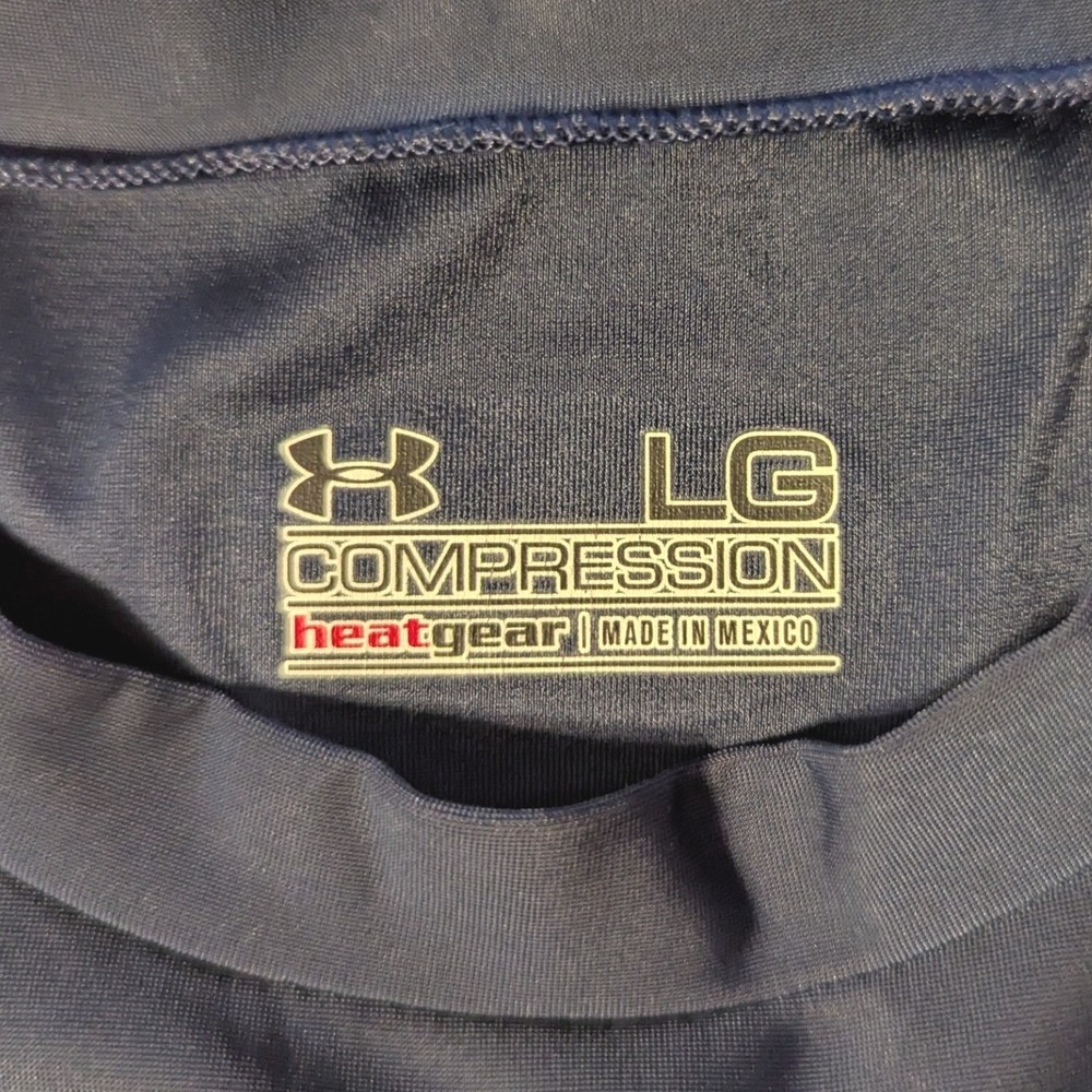 Under Armour Mens HeatGear Compression Long Sleeve Shirt Navy Blue LG Large - Picture 7 of 10